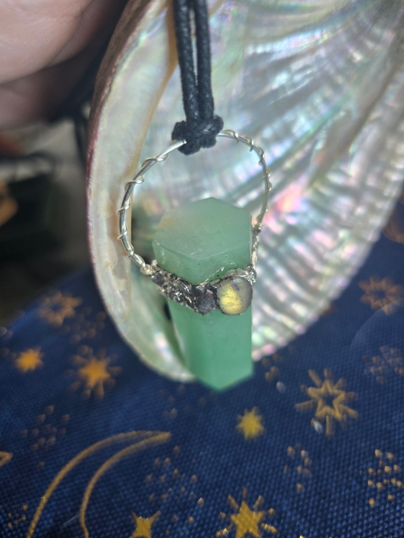 Green aventurine and labradorite necklace