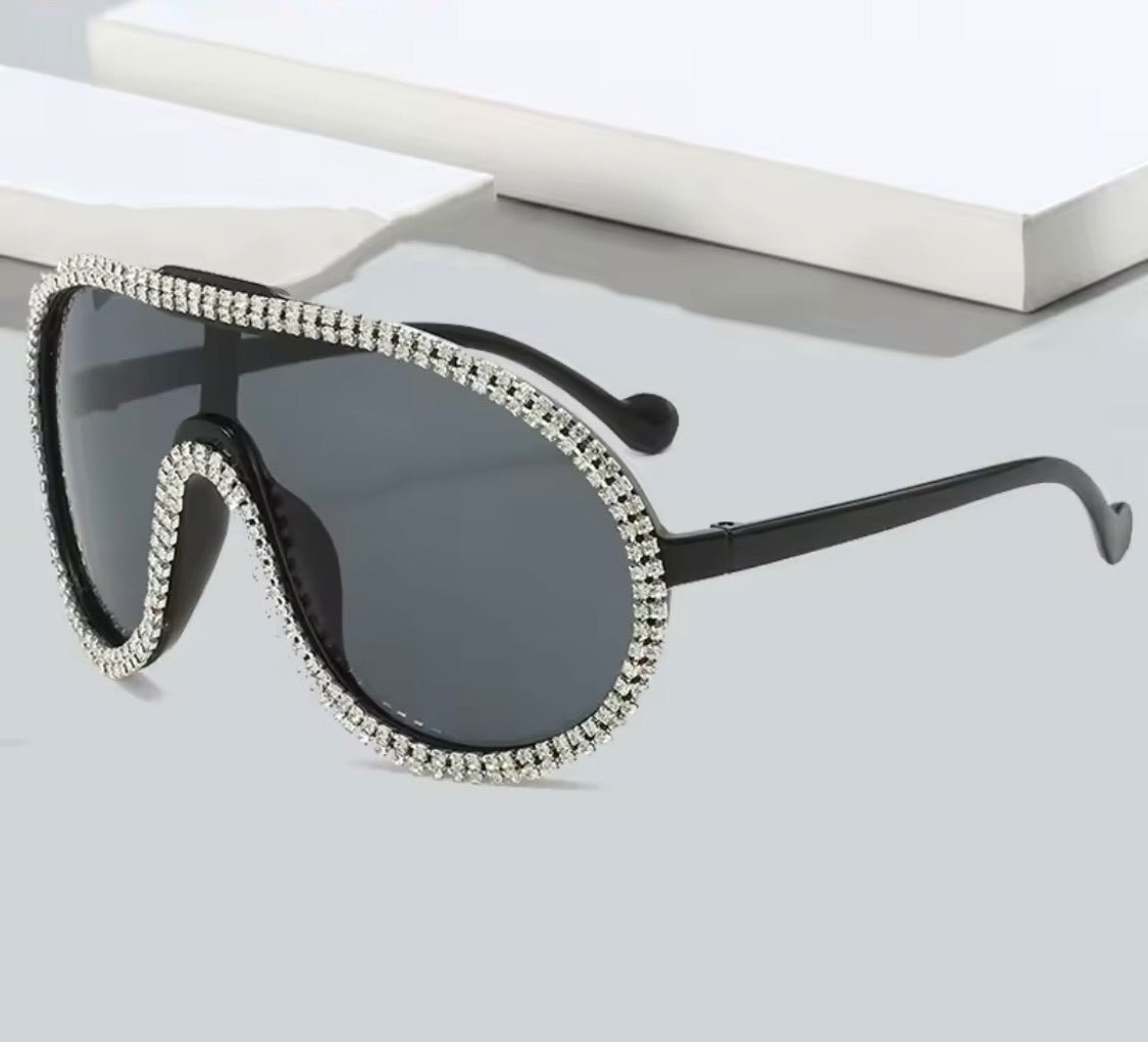 The Paris Crystal Shield Sunglasses – Y2K Oversized Yellow