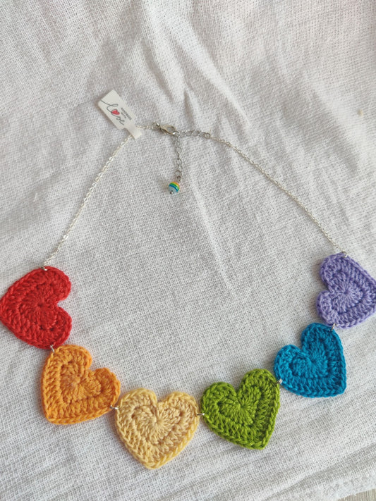 Rainbow heart, pride necklace