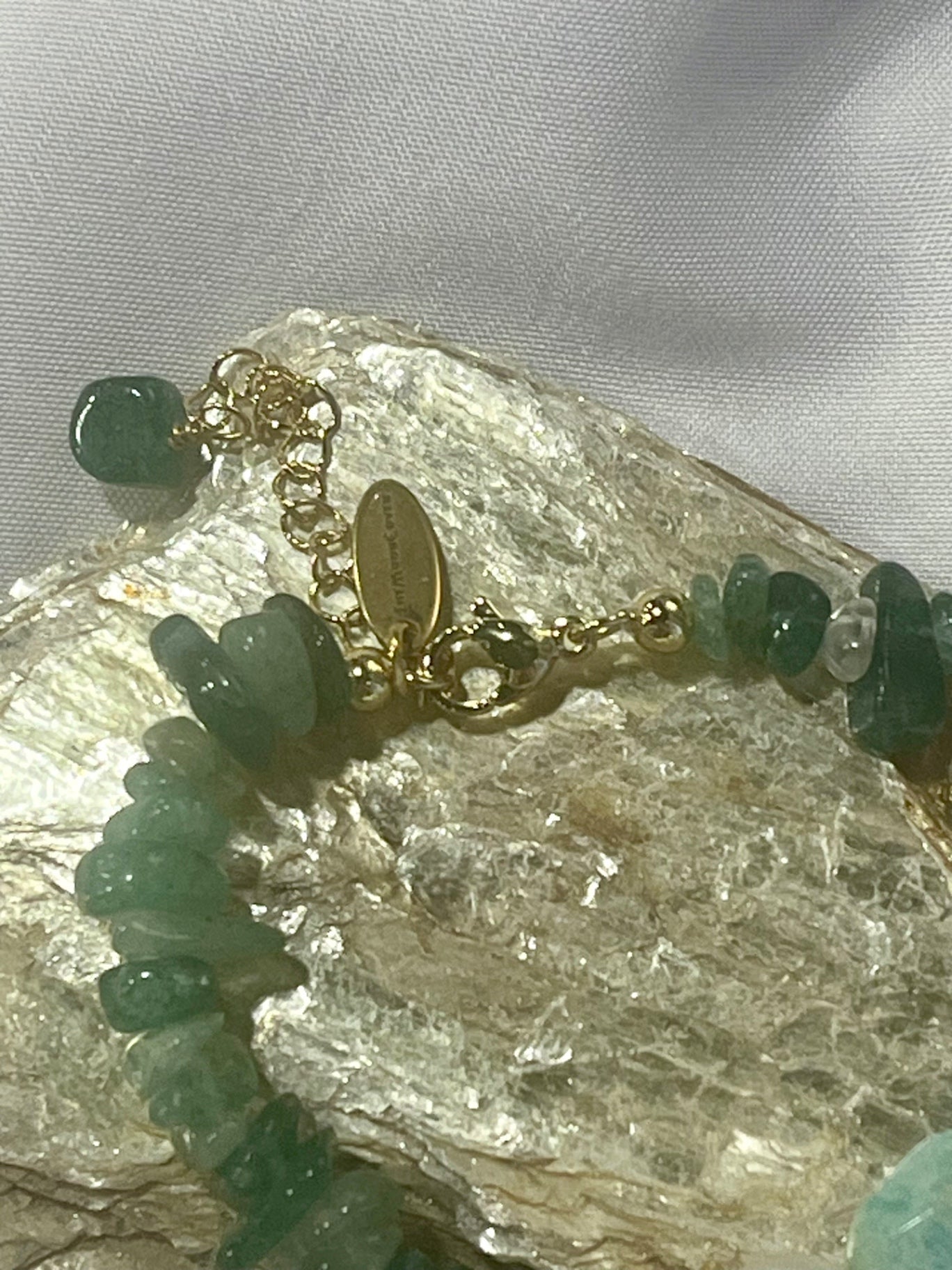 Green Aventurine & Biwa Pearl Bracelet –