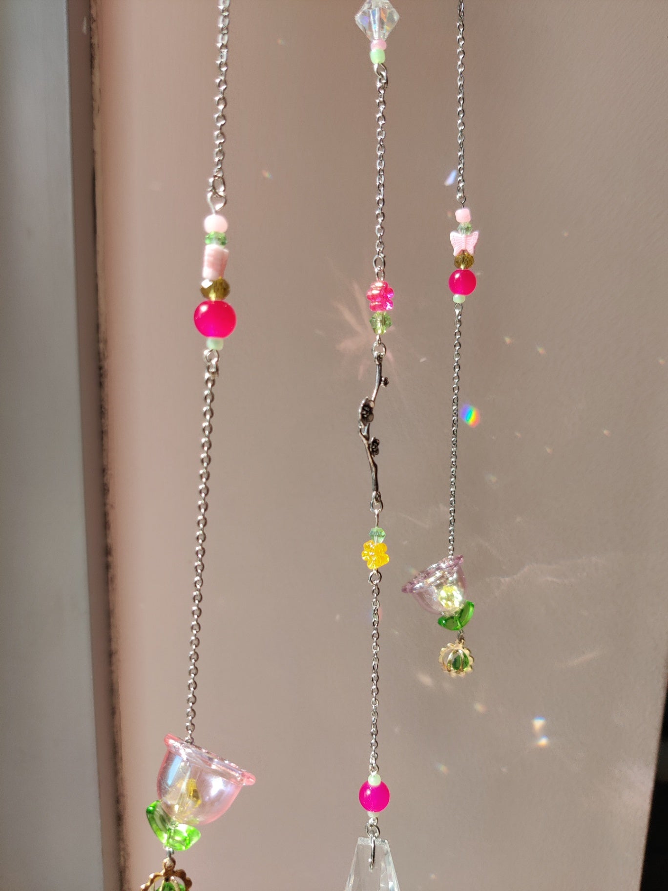 Green crochet cloud suncatcher and