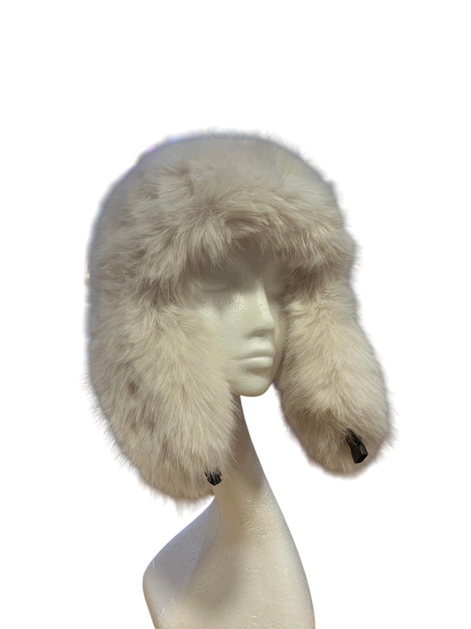 Faux Fur Flying Hat  - Cream