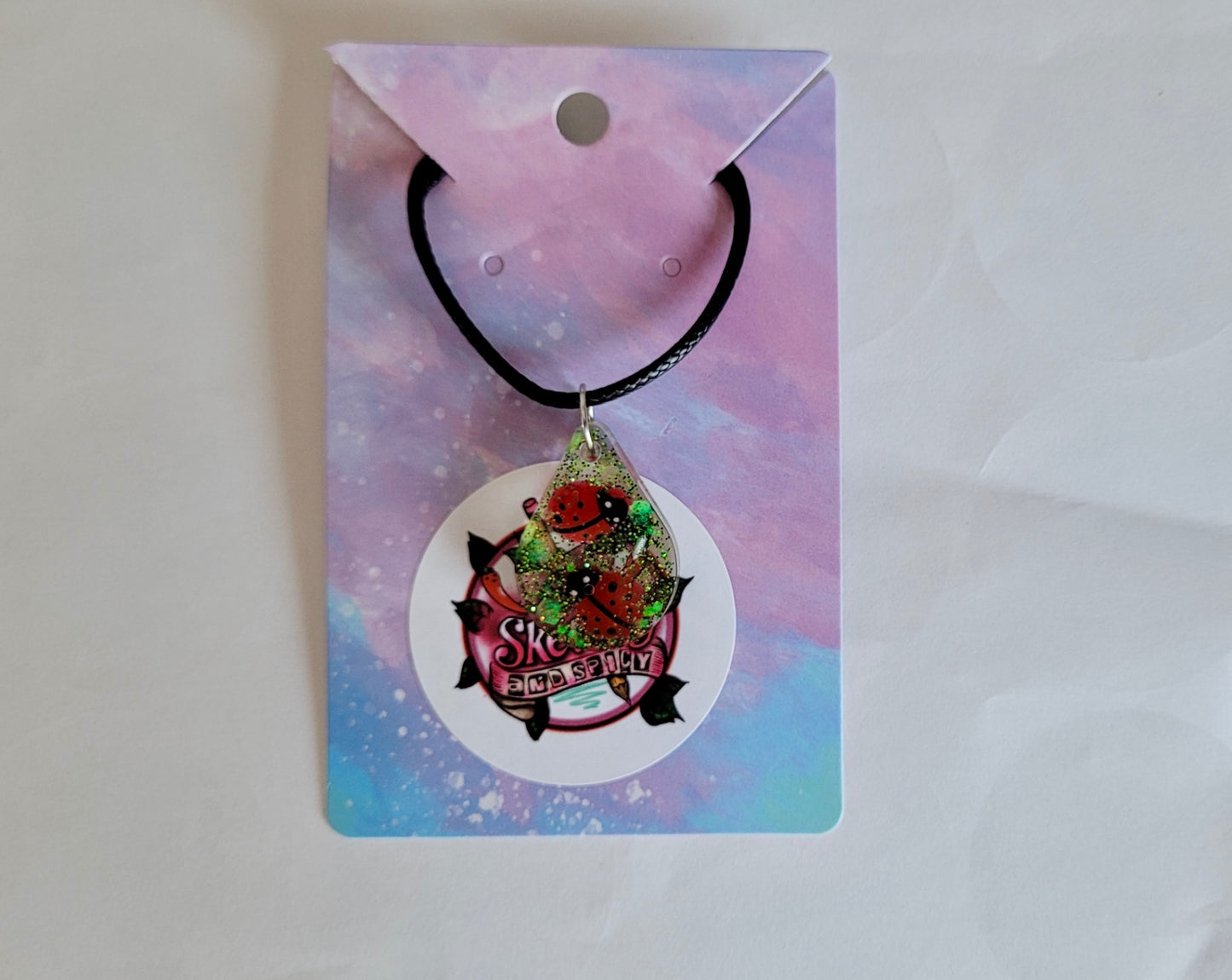 Ladybird Necklace - Black Cord 50 + 5cm