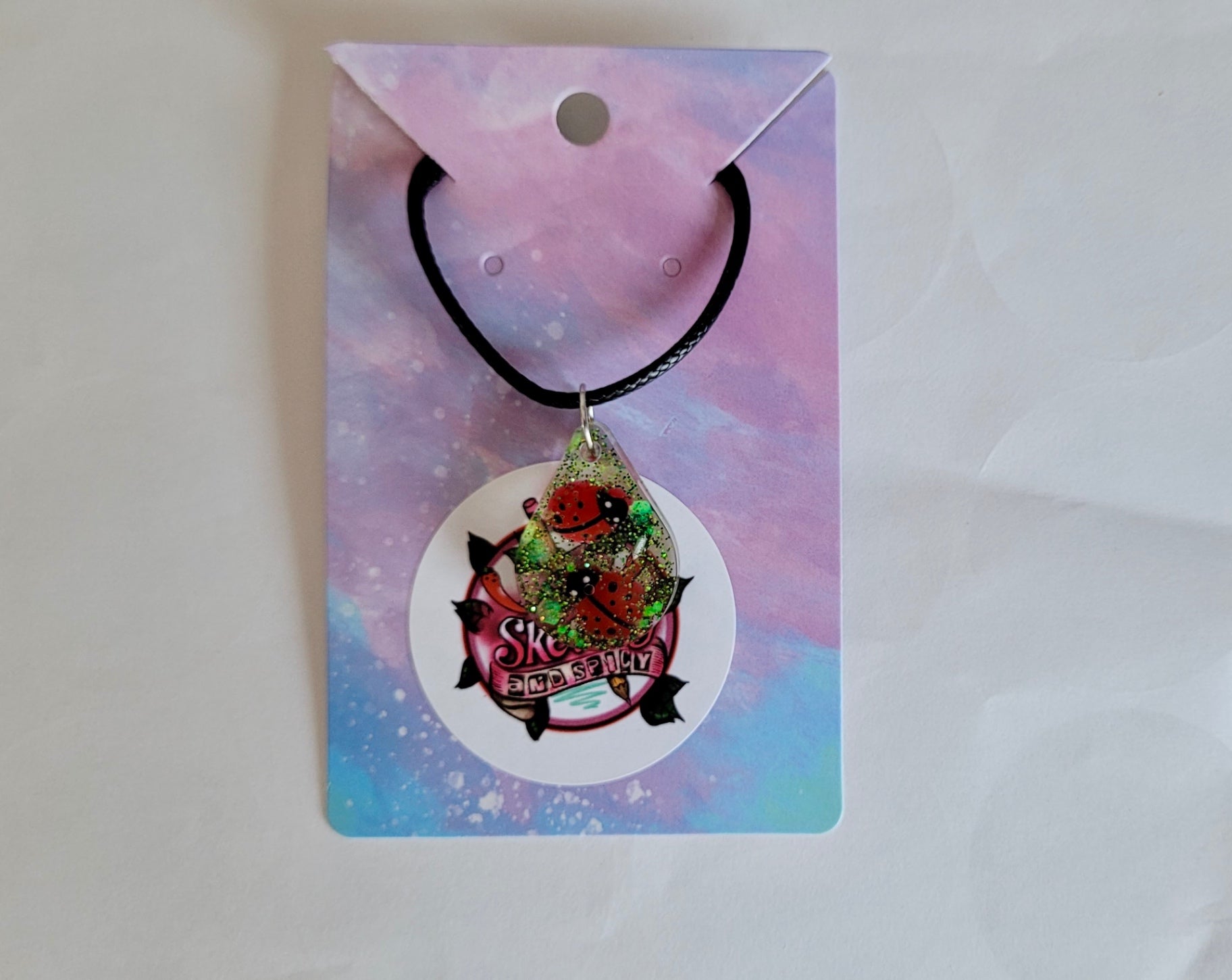 Ladybird Necklace - Black Cord 50 + 5cm