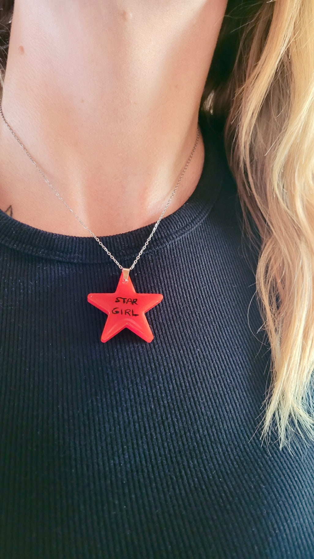 Star Girl Red Star Necklace - Stainless Steel Chain 40 + 5 cm