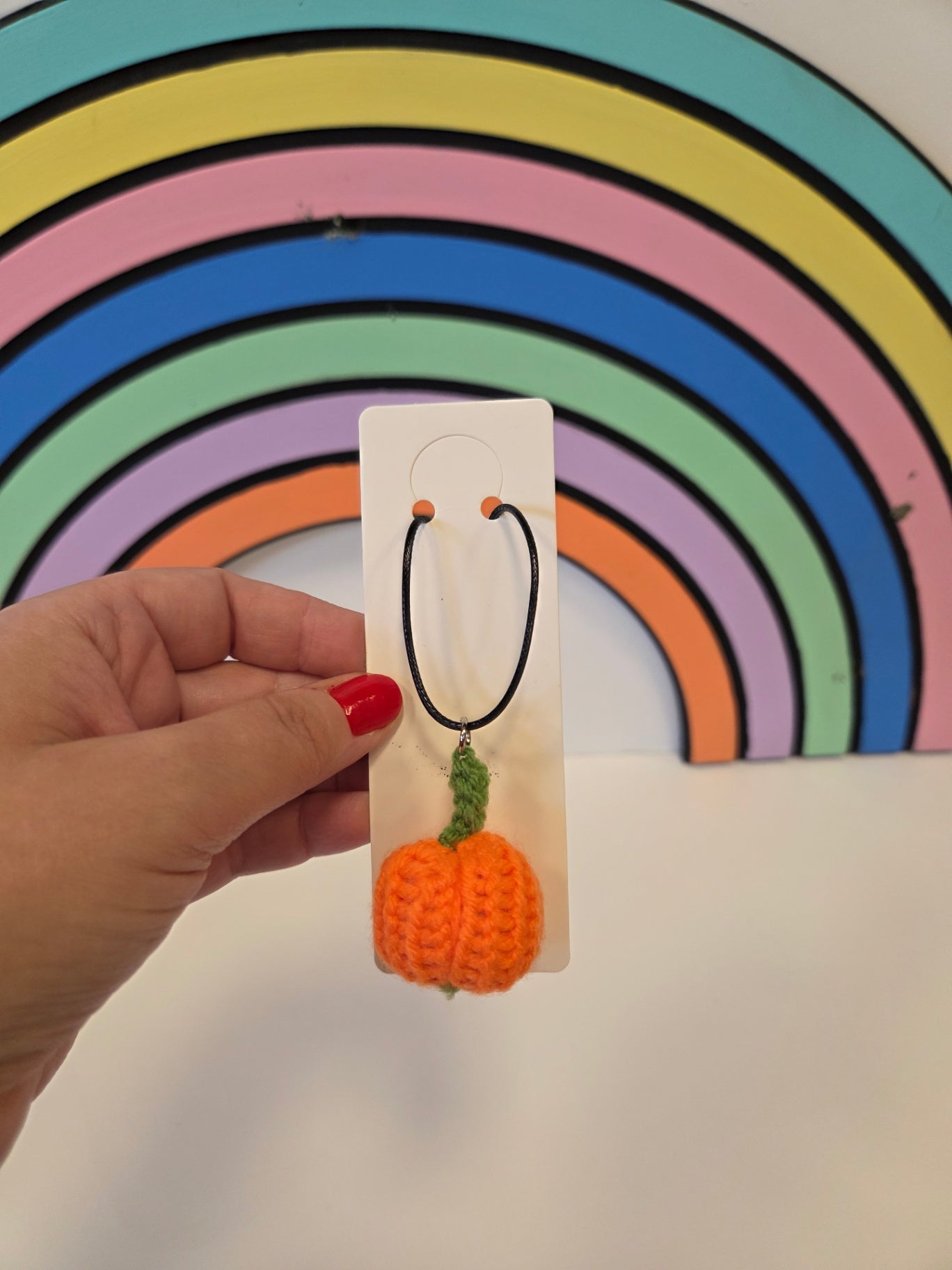 Crocheted pumpkin necklace
