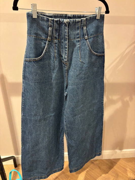 Blue high waist wide leg jeans