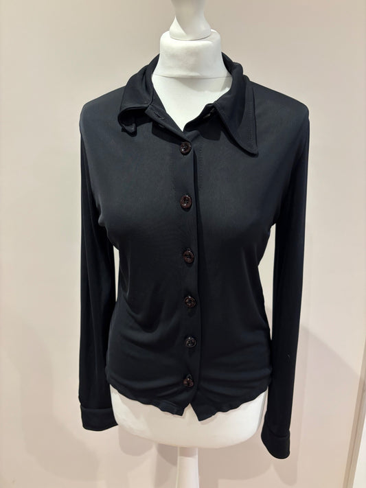 Black mesh long sleeve shirt