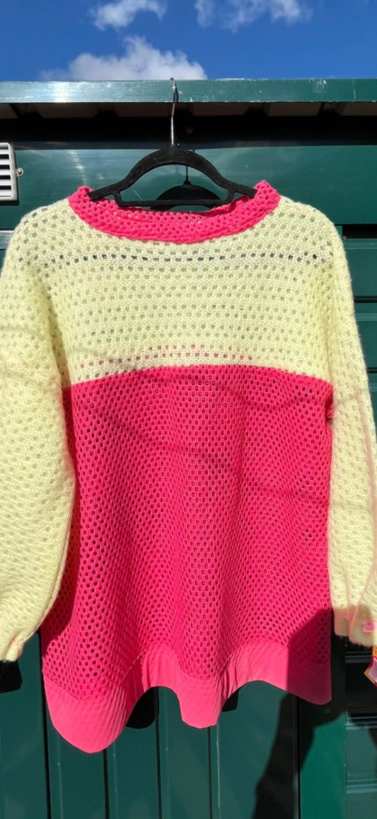 Yellow and Pink Blanket Sweater