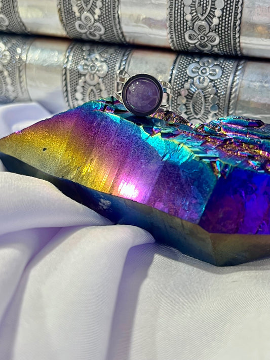 Amethyst Ring – Silver Stainless Steel