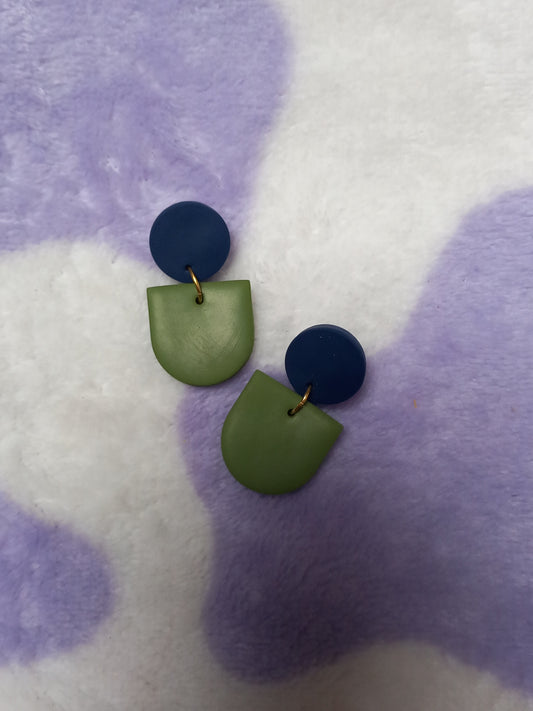 Olive and navy polymer clay earrings