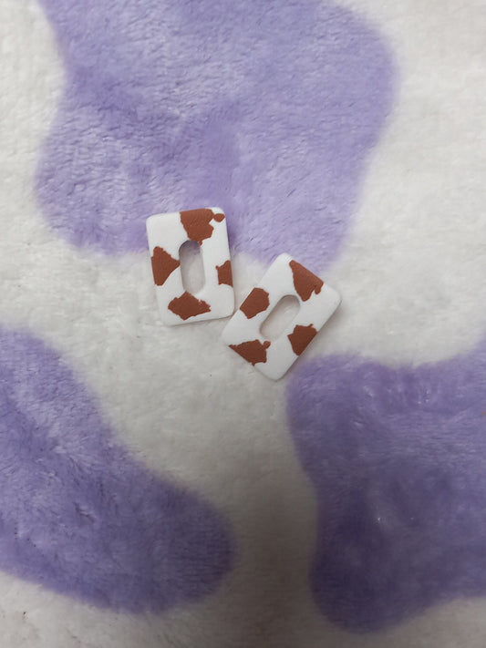 Cow print textured rectangle statement stud earrings