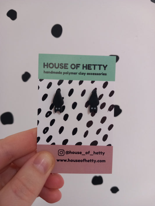 Upside down bat halloween stud earrings