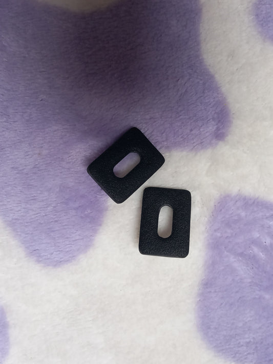Textured black rectangle statement stud earrings