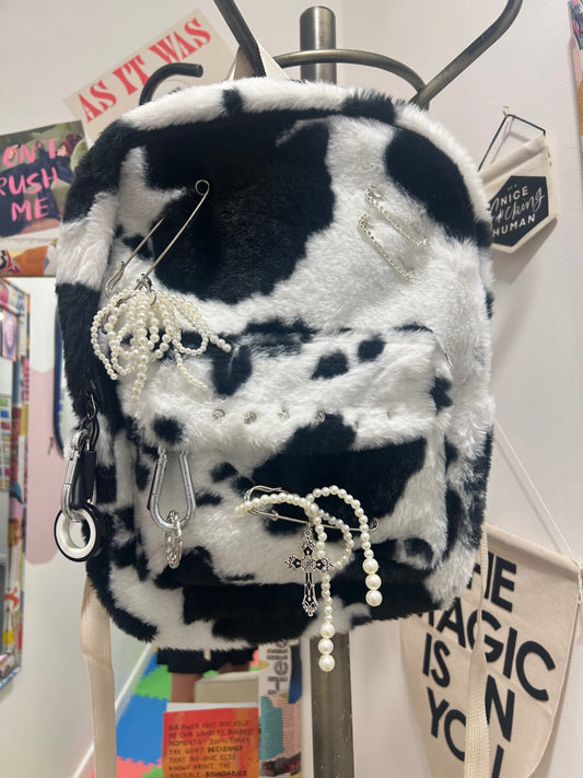 Cow Print Reworked Backpack
