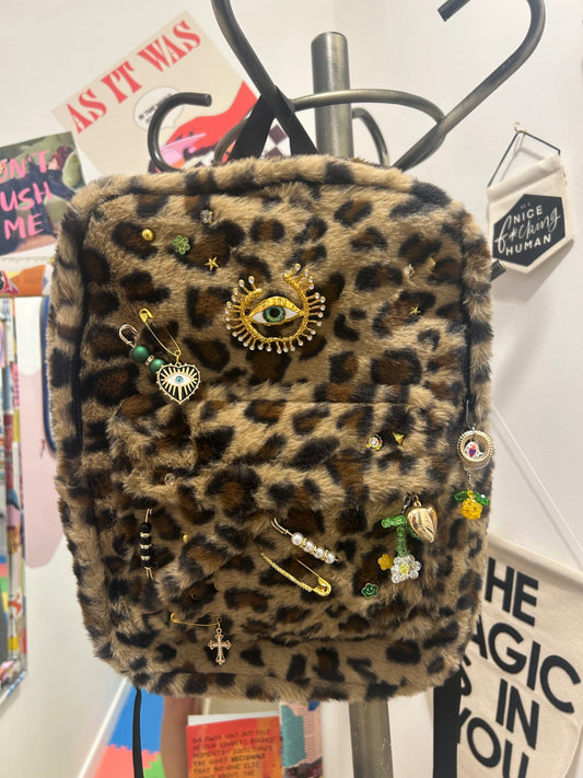 Reworked Leopard Print Backpack