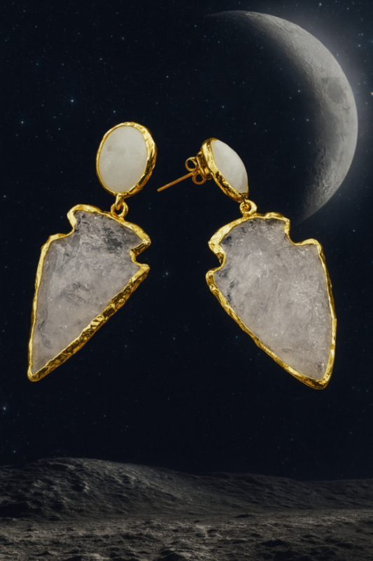 Clear Quartz Arrowhead Earrings – Gold Crystal Power Drops