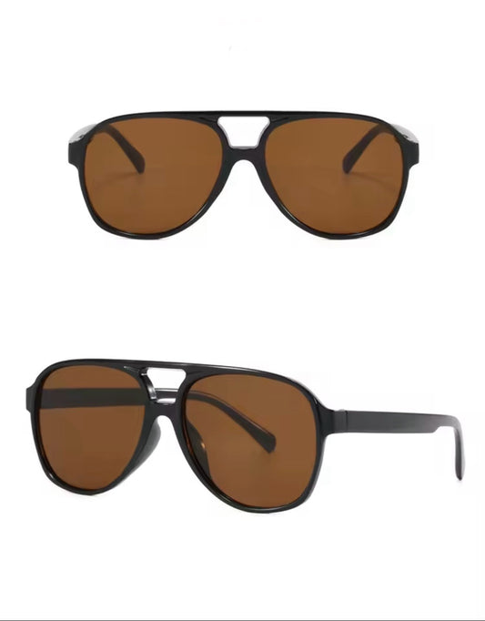 Luna Eclipse Aviator Sunglasses – Black Frame with Brown Lens