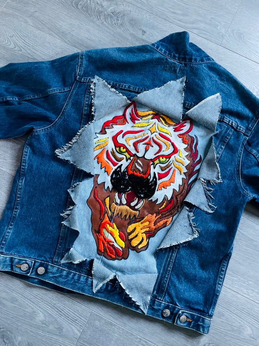 Ripped Tiger Denim Jacket