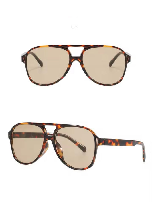 Luna Glow Aviator Sunglasses – Leopard Frame with Nude Lens