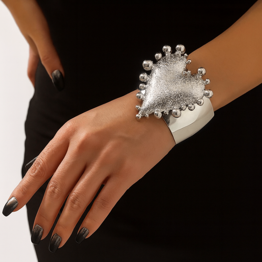 Molten Heart Silver Statement Cuff Bracelet