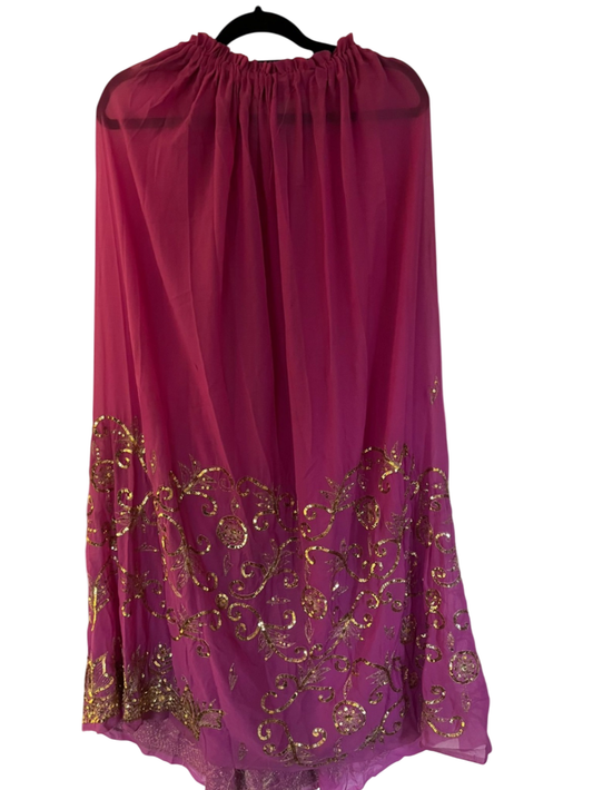 Magenta Sari Sheer Skirt