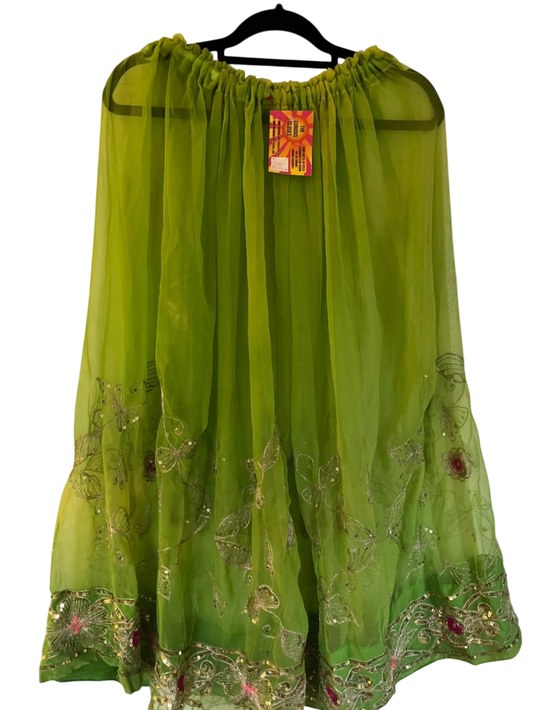 Green Sari Sheer Skirt