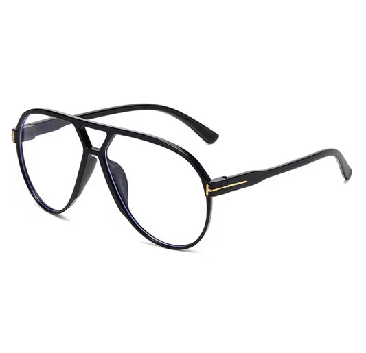 The Rae – Black Gold Detail Blue Light Aviator Glasses