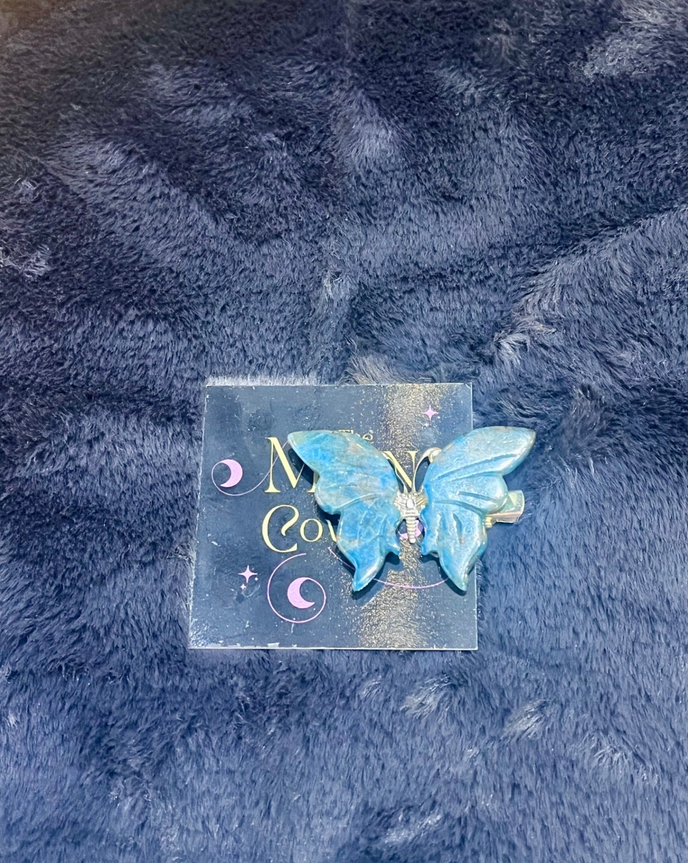 Blue Apatite Butterfly Hair Clip