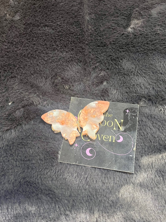 Flower Agate Butterfly Hair Clip