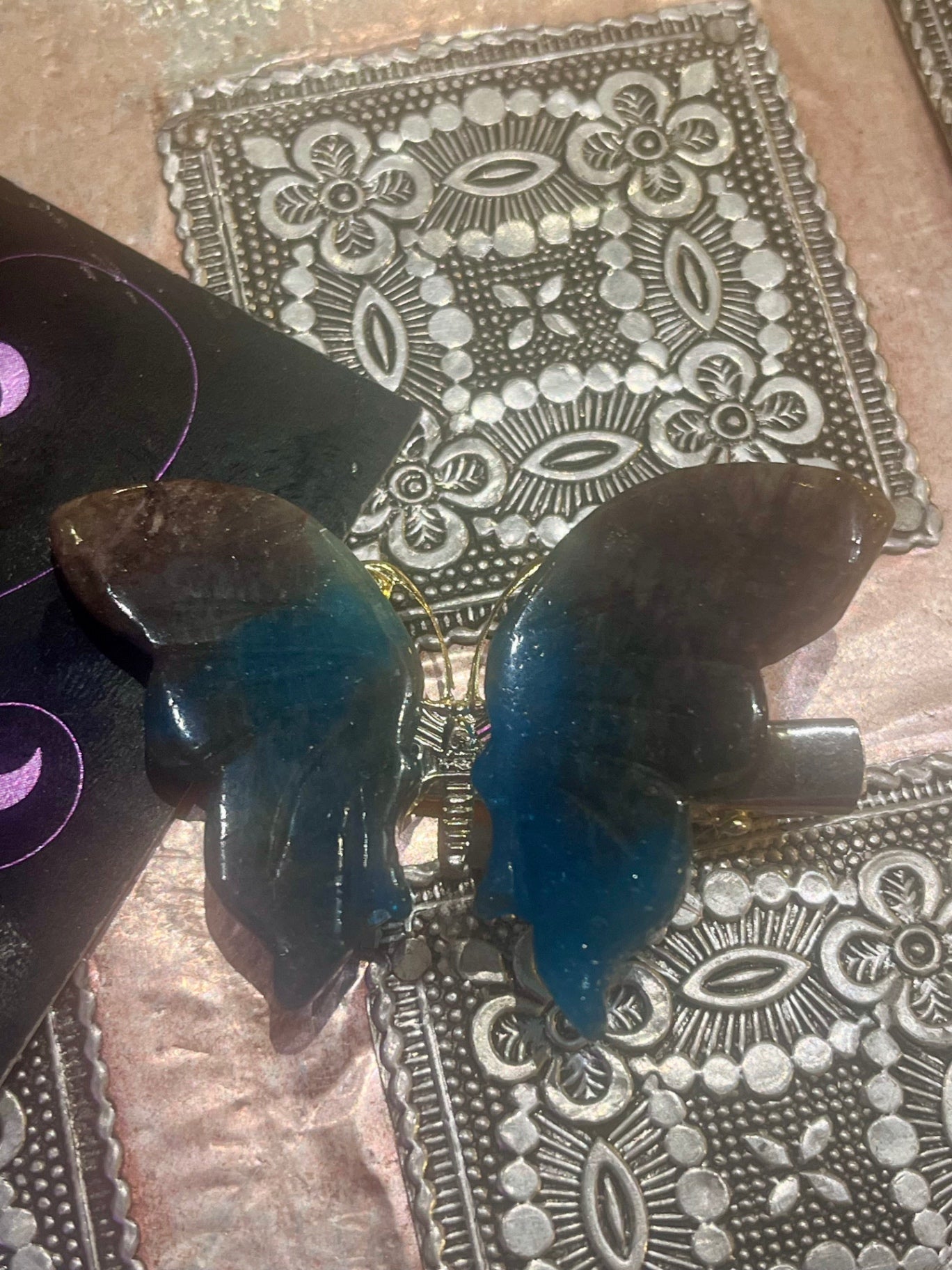 Blue Apatite Butterfly Hair Clip