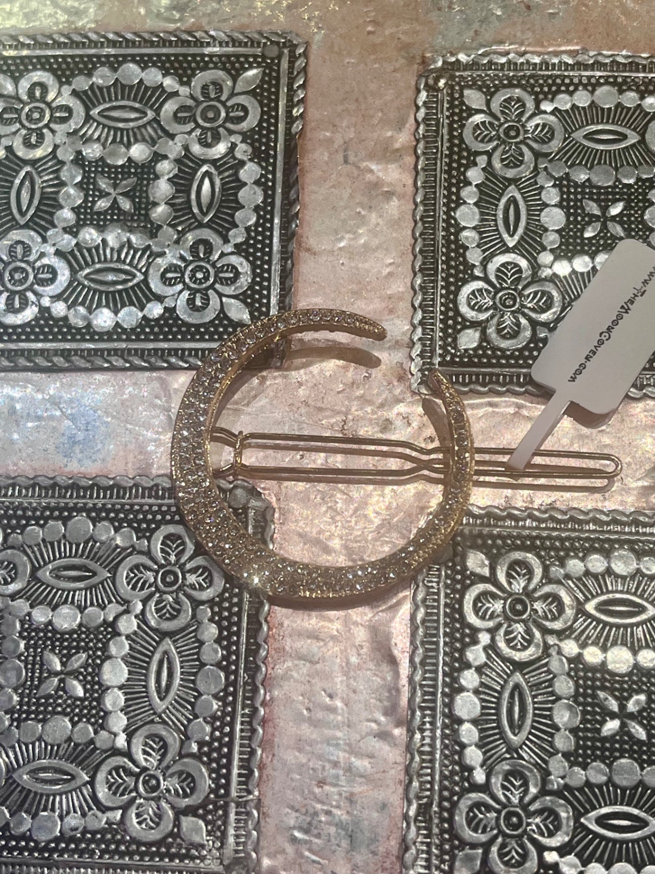 Gold Diamanté Moon Hair Clips