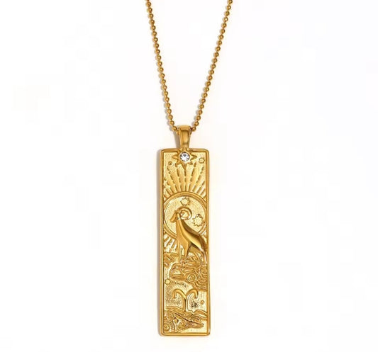 Aries Zodiac Amulet Necklace | Gold & Silver | Waterproof Stainless Steel