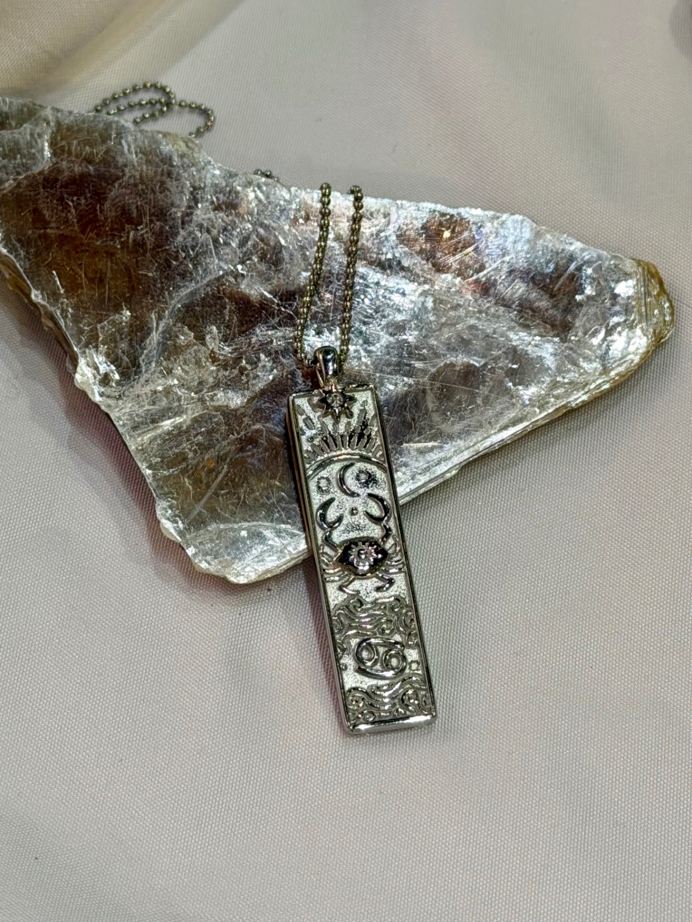 Cancer Zodiac Amulet Necklace Silver Waterproof Stainless Steel