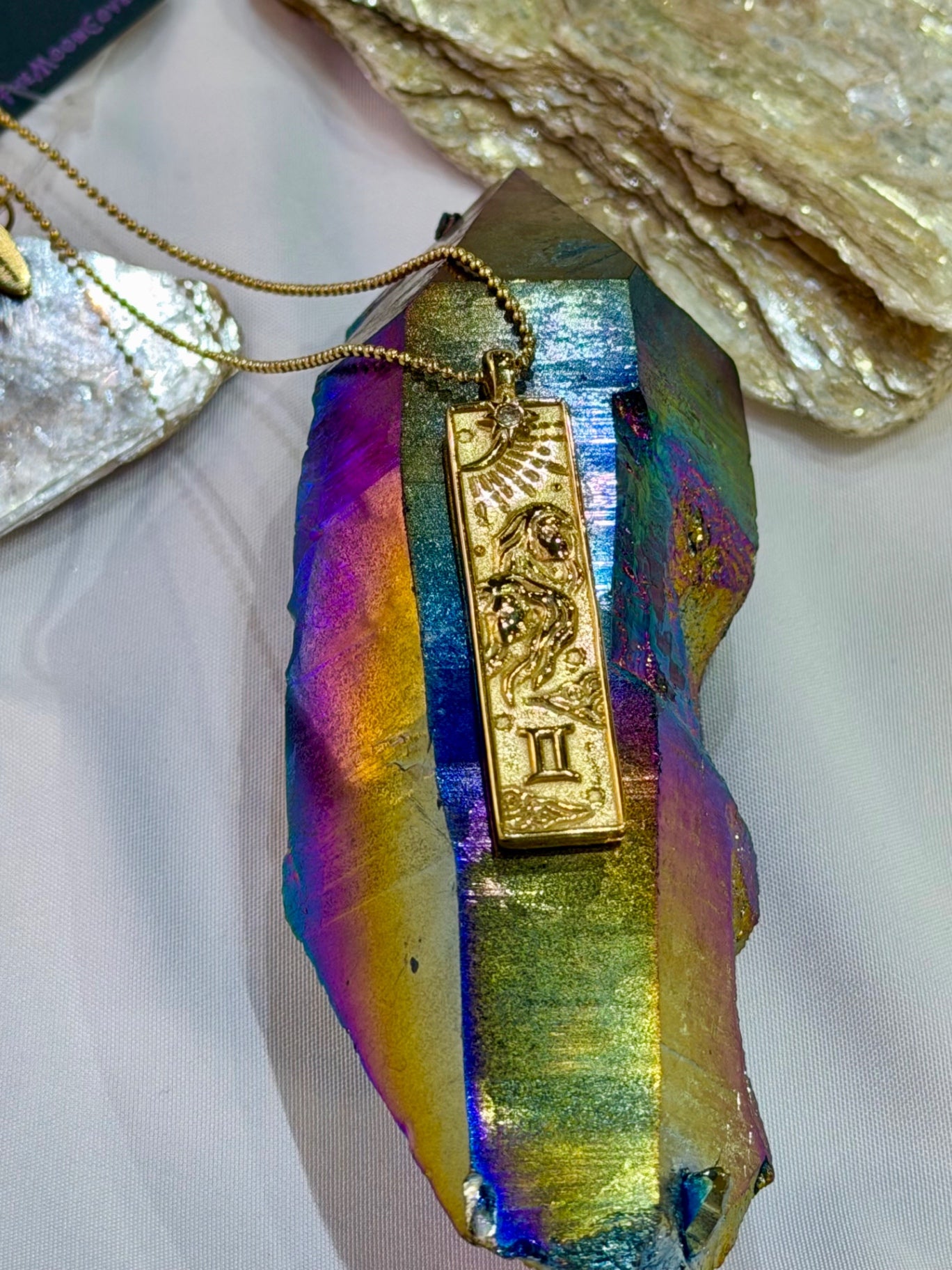 Gemini Zodiac Amulet Necklace Gold Waterproof Stainless Steel