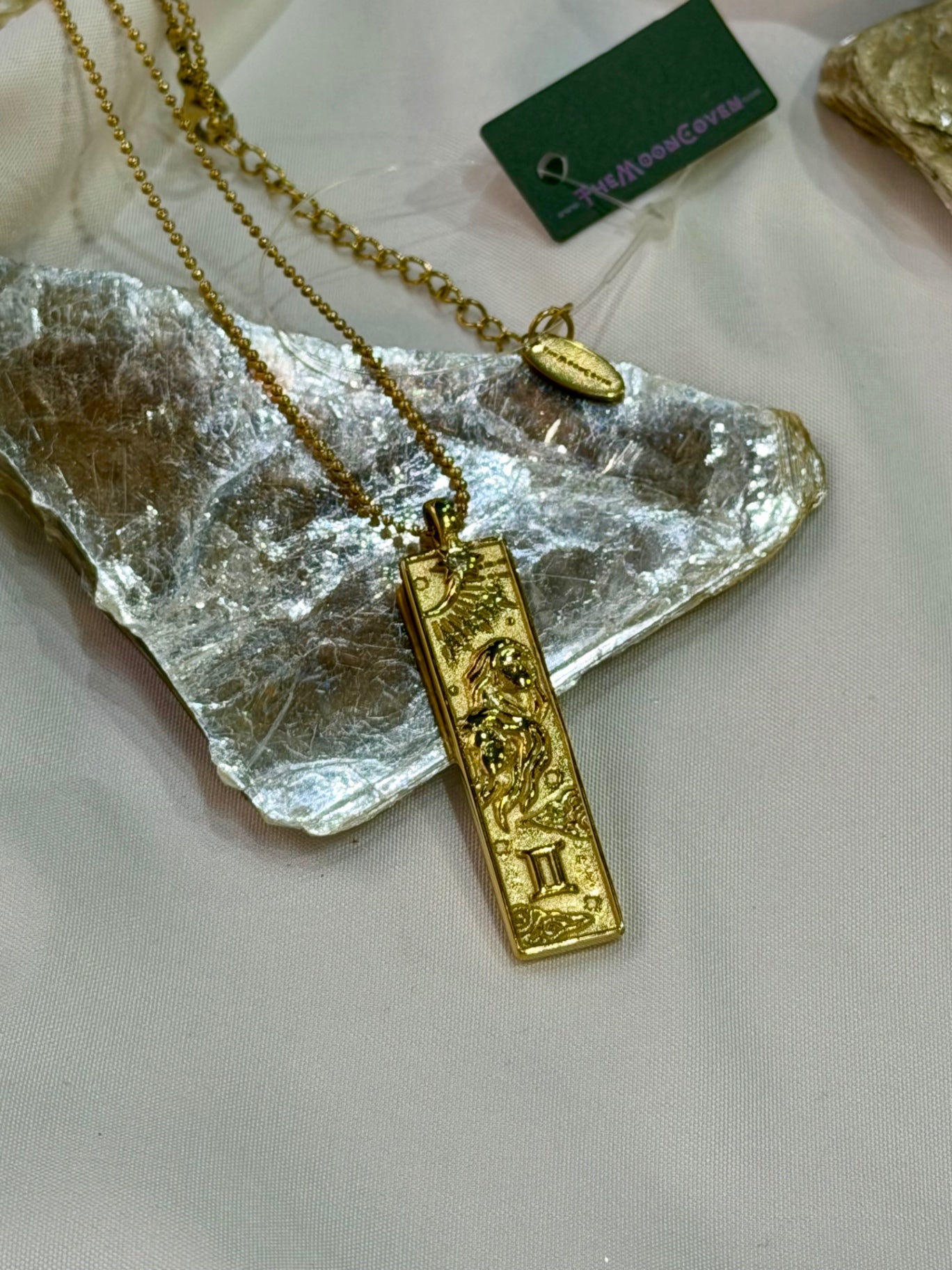 Gemini Zodiac Amulet Necklace Gold Waterproof Stainless Steel