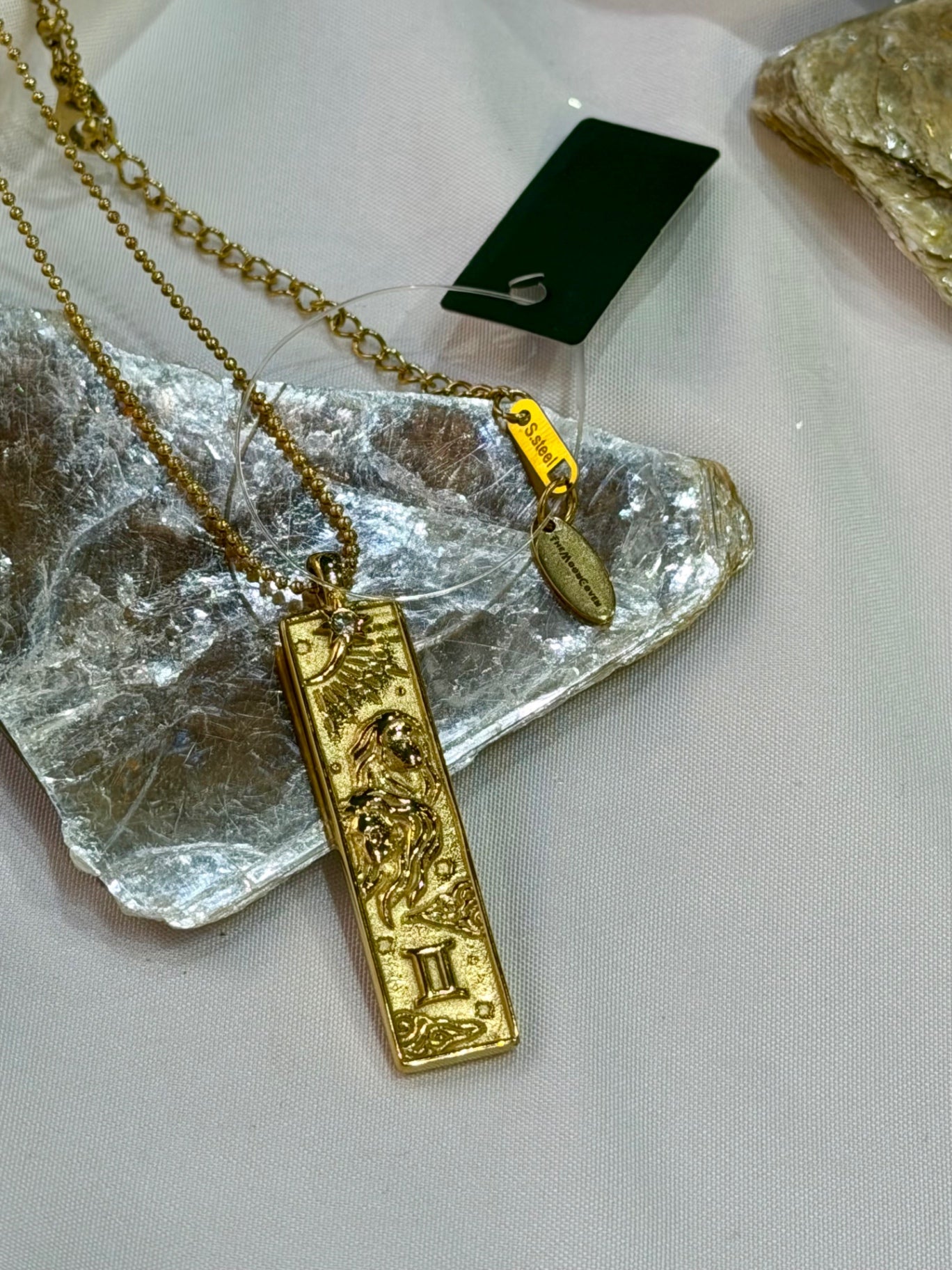 Gemini Zodiac Amulet Necklace Gold Waterproof Stainless Steel