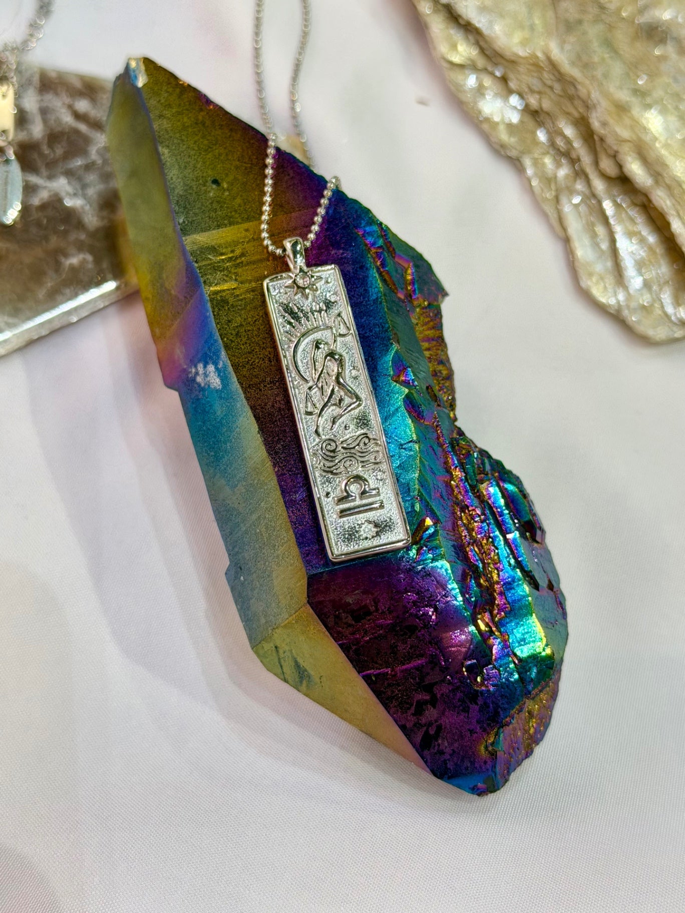 Libra Zodiac Amulet Necklace Silver Waterproof Stainless Steel