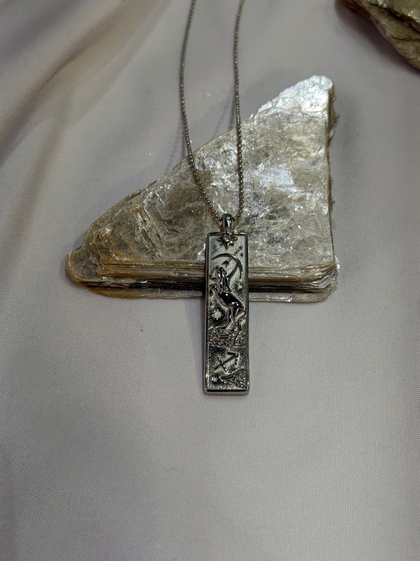 Sagittarius Zodiac Amulet Necklace Silver Waterproof Stainless Steel