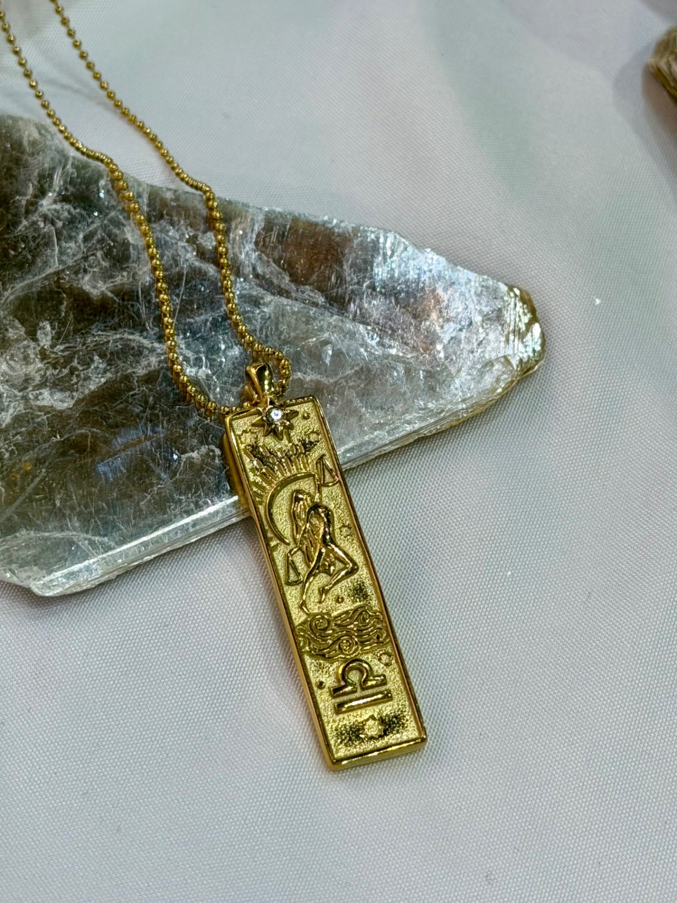 Libra Zodiac Amulet Necklace Gold Waterproof Stainless Steel