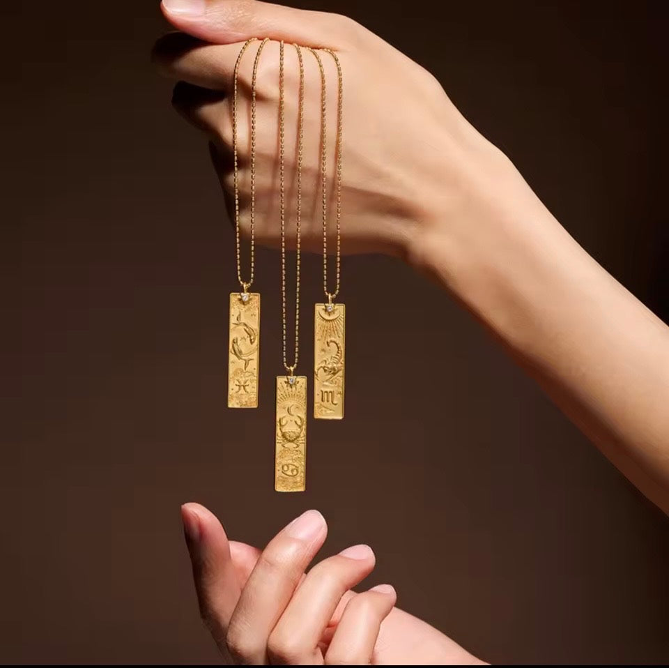 Scorpio Zodiac Amulet Necklace Gold Waterproof Stainless Steel