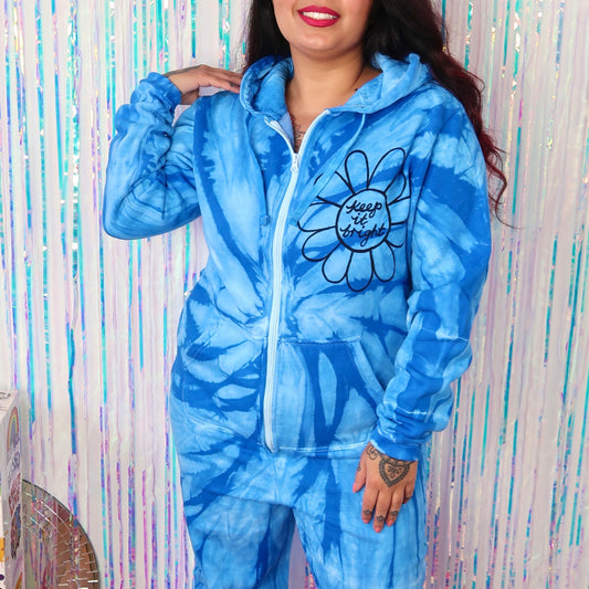 Flower tie dye onesie - blue - L/XL