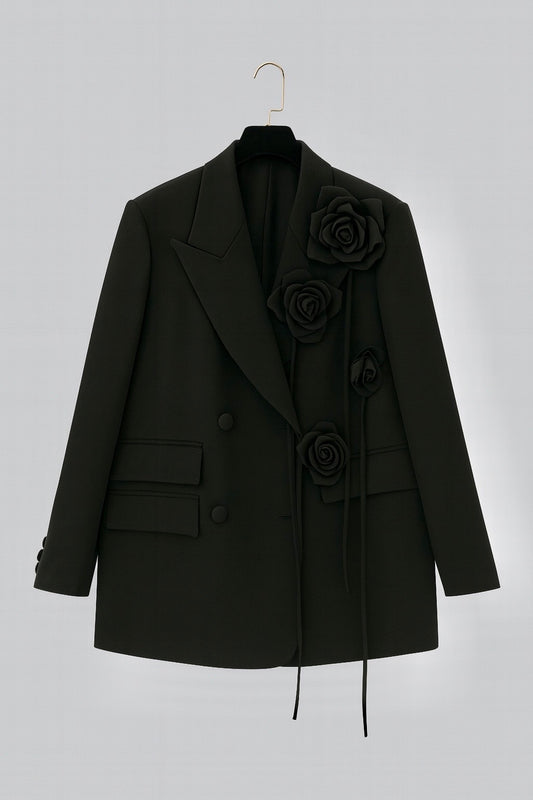 “The Amara Rose Blazer – Midnight Bloom Edition 🌙”