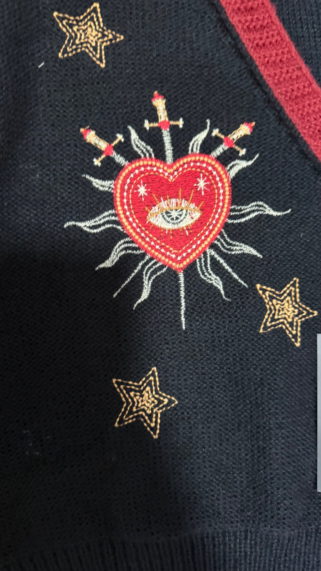 Sacred Heart embroidered cropped cardigan