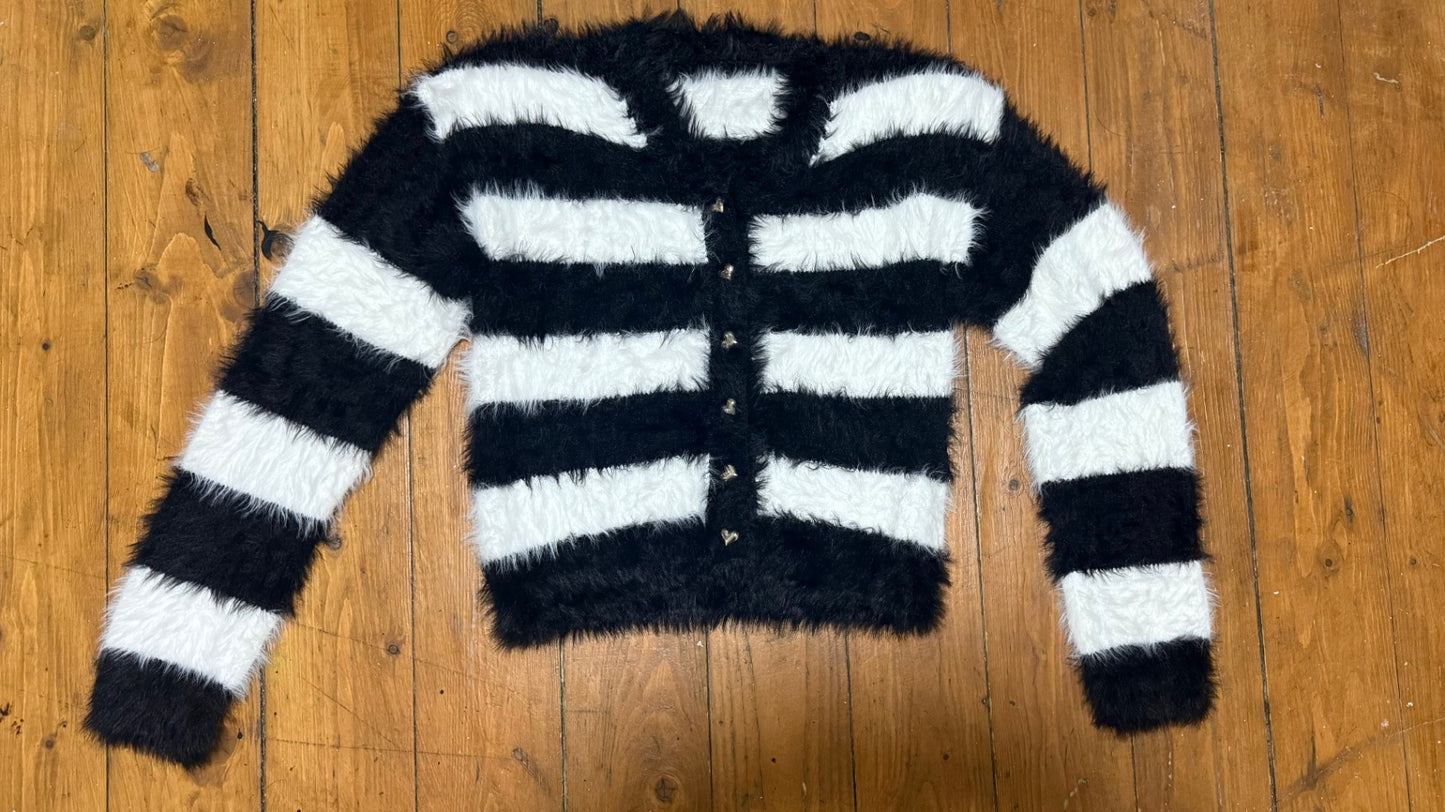Ultra soft striped cardigan with gold buttons