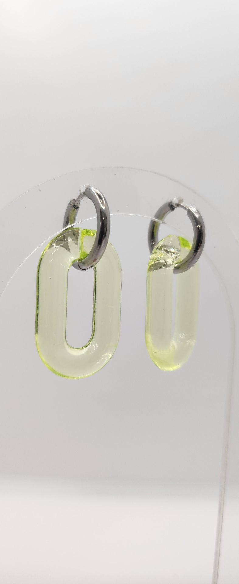 Lime jelly link earrings