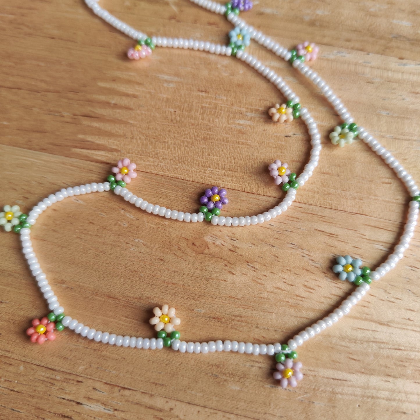 Beaded Dangly Flower Necklaces