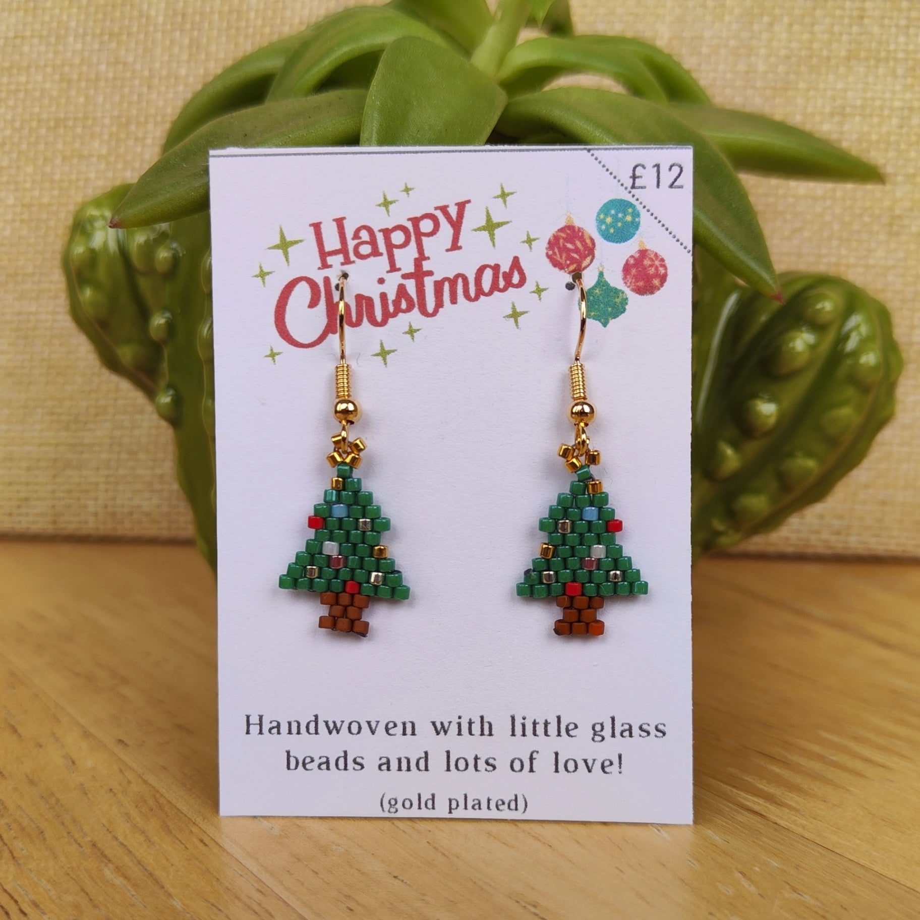 Beaded Dangle Earrings - Christmas