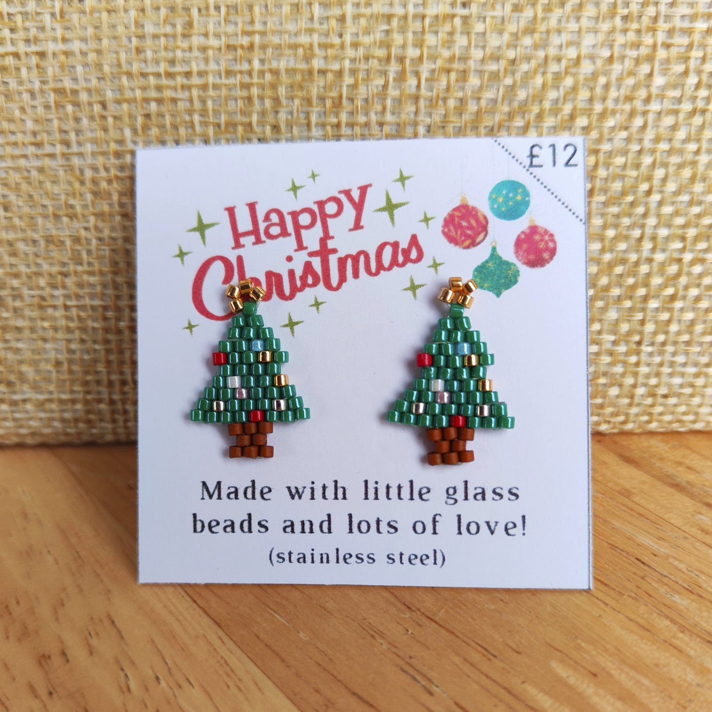 Beaded Stud Earrings - Christmas