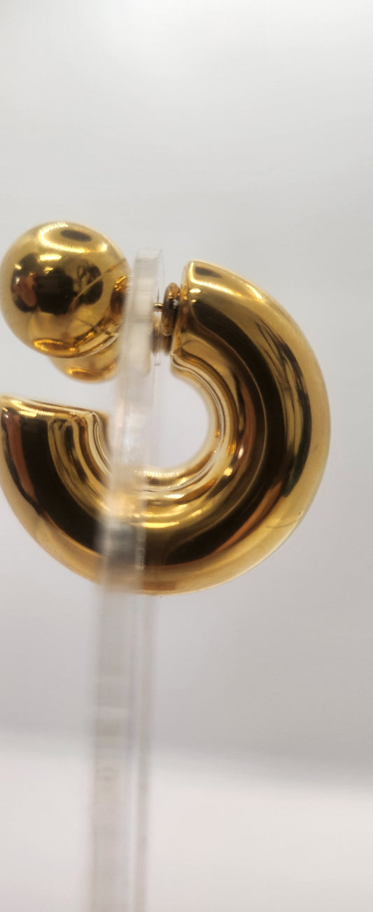 C hoop with ball earrings